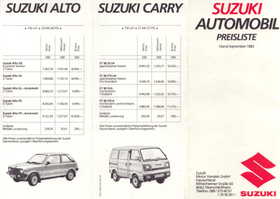 Suzuki Pkw Preise 9.1983