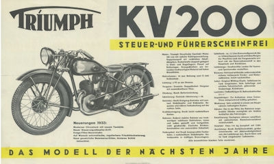Triumph KV 200 Prospekt 1933