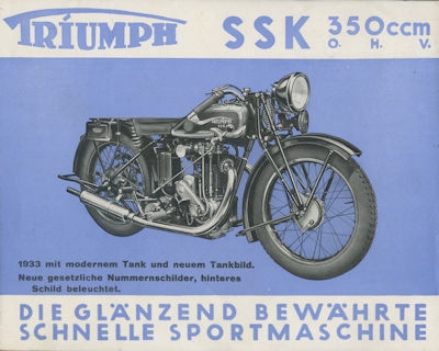 Triumph SSK 350 O.H.V. Prospekt 1933