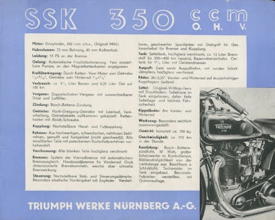 Preview: Triumph SSK 350 O.H.V. Prospekt 1933