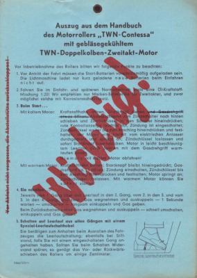 Triumph Contessa Kurz-Bedienungsanleitung 5.1955