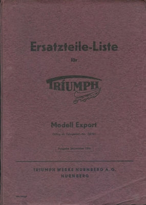 Triumph Fips Modell Export Ersatzteilliste 9.1956