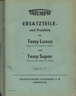 Triumph Tessy Luxus / Super Ersatzteilliste 3.1957