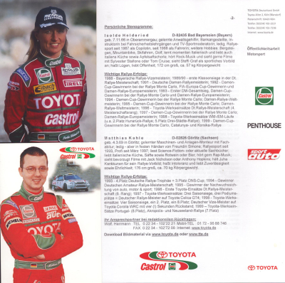 Toyota Rallye Motorsport Pressemappe 1999