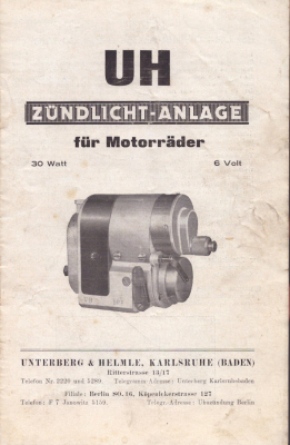 UH Zündlicht-Anlage für Motorräder ca. 1920-25