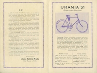 Urania Fahrrad Prospekt 1926