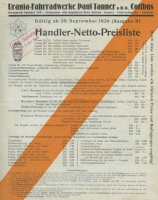 Urania pricelist 9.1926