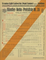Urania pricelist 10.1927
