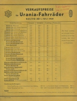 Urania Preisliste 7.1930