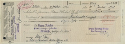 Urania Prima-Wechsel 1938