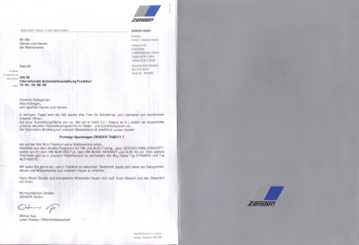 VW / Audi / Zender Pressemappe 9.1999
