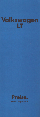 VW LT Preisliste 8.1978
