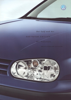 VW Golf 4 / Variant Edition Preisliste 9.2000