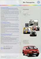 VW T 4 Transporter pricelist 5.2000 for 2001