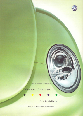 VW New Beetle Colour Concept Preisliste 7.2001