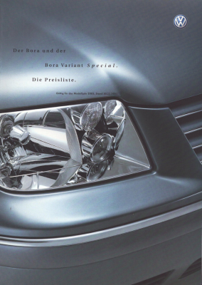 VW Bora / Variant Special Preisliste 11.2001 für 2003