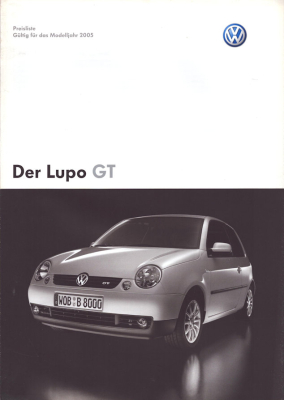 VW Lupo GT Preisliste 4.2004 für 2005