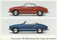 VW Karmann Ghia 1300 colors 8.1965