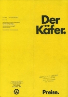 VW Käfer pricelist 1.1972