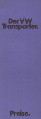 VW T 2 Transporter Preisliste 8.1971