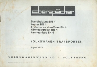 VW T 2 Heating Eberspächter owner`s manual 8.1971