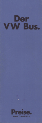 VW T 2 Bus Preisliste 4.1975