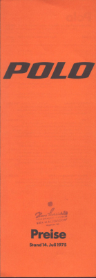 VW Polo 1 Preisliste 7.1975