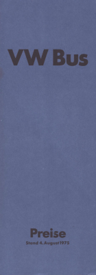 VW T 2 Bus Preisliste 8.1975