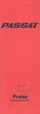 VW Passat Preisliste 8.1975