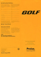 VW Golf 1 pricelist 8.1976