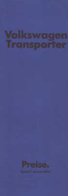 VW T 2 Transporter Preisliste 1.1978