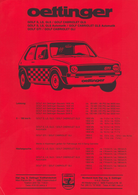 VW / Oettinger Golf Prospekt 9.1979