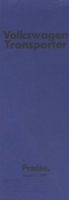 VW T 3 Transporter Preisliste 1.1980