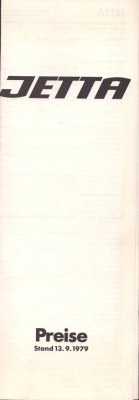 VW Jetta Preisliste 9.1979