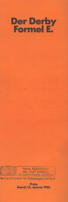VW Derby Formel E Preisliste 1.1981