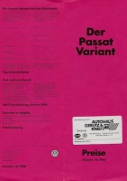 VW Passat B 2 Variant pricelist 10.1980