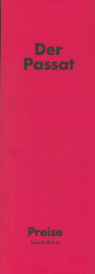 VW Passat B 2 M/A Preisliste 1981