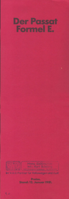 VW Passat B 2 Formel E Preisliste 1.1981