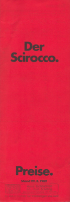 VW Scirocco 2 Preisliste 3.1982