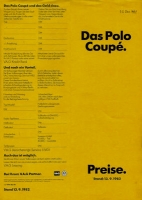 VW Polo 2 Coupé pricelist 9.1982