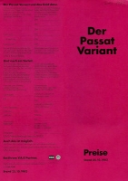 VW Passat B 2 Variant Preisliste 10.1982