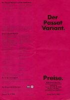 VW Passat B 2 Variant Preisliste 4.1983