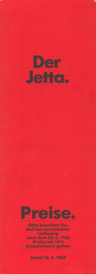VW Jetta Preisliste 4.1983