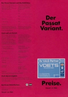 VW Passat B 2 Variant Preisliste 8.1983