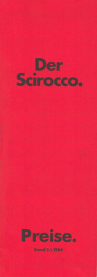 VW Scirocco 2 Preisliste 1.1984