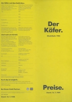 VW Käfer pricelist 7.1984