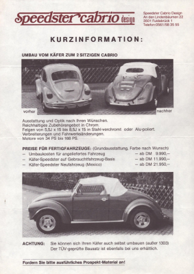 Preview: VW Käfer Speedster Cabrio Mappe 1985