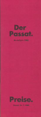 VW Passat B 2 Preisliste 7.1984
