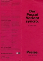 VW Passat B 2 Variant syncro Preisliste 7.1984