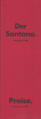 VW Santana Preisliste 7.1984
